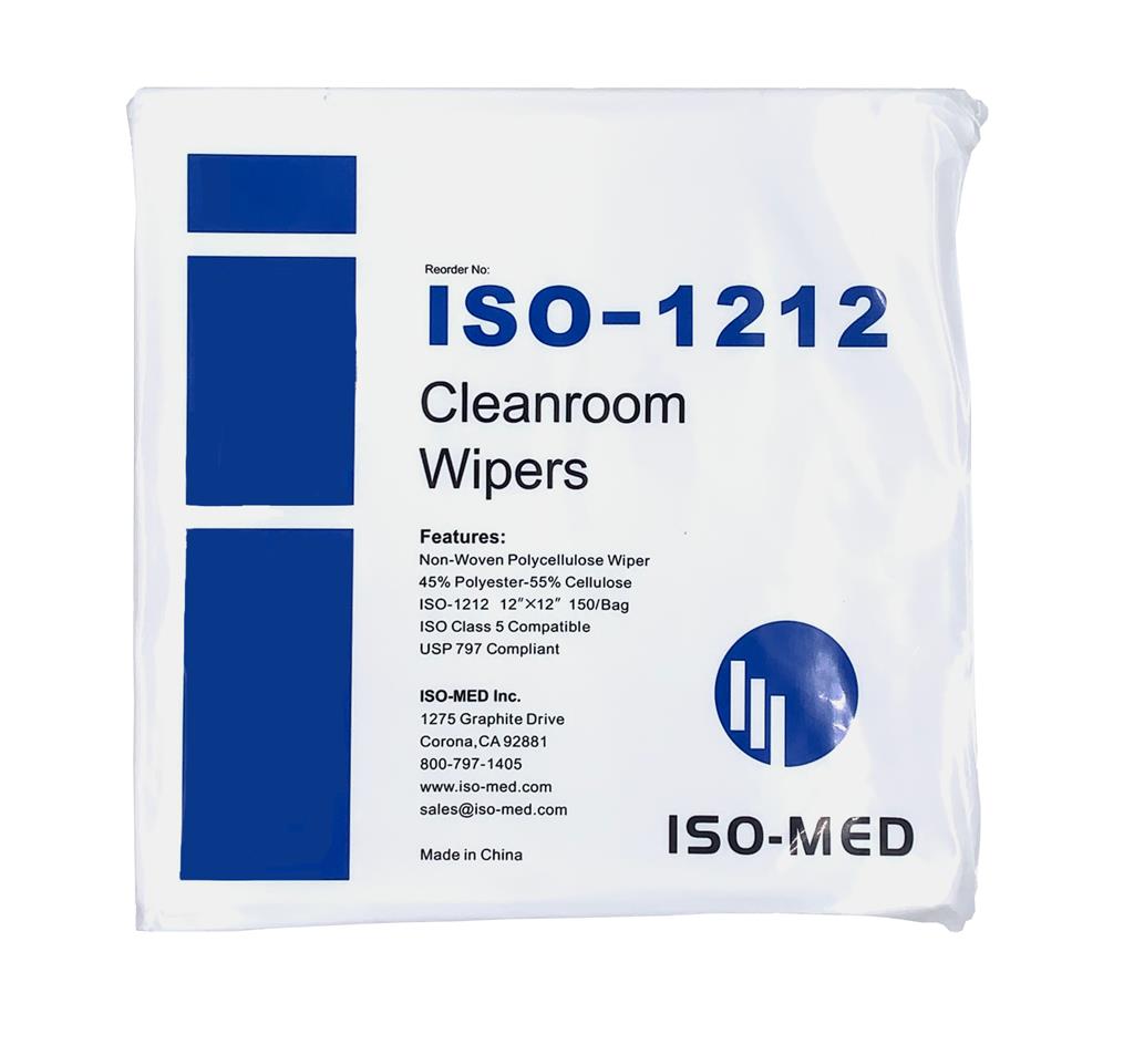 Cleanroom Wipe 12" x 12" Non-Woven Polycellulose Wiper, 50% Poly-50% Cellulose, 150 Bag/10bags case