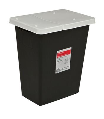 SharpSafety™ RCRA Hazardous Waste Container with Hinged Lid, 8GAL, Black, 1/EA, 10/CS