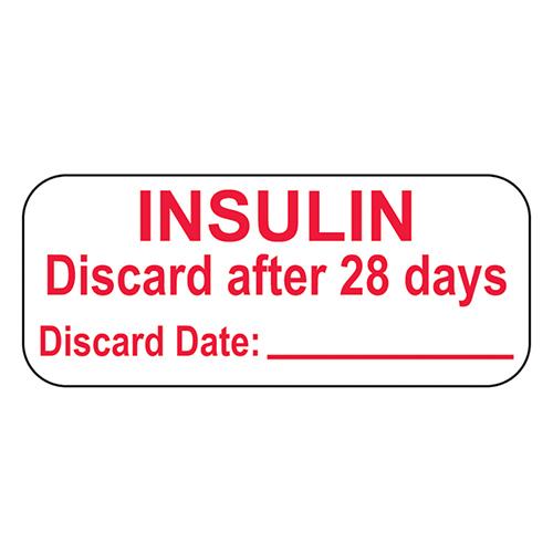 Insulin Discard after 28 Days. White with Red Text  1-1 2 X
