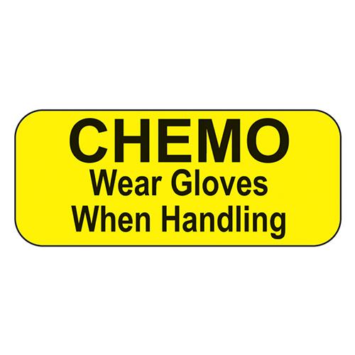 Chemo Wear Gloves When Handling Labels  Yellow with Black T