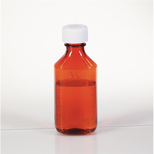 Amber Plastic Oval Medicine Bottles  4 oz.  100 CS