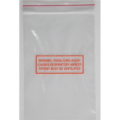 Warning Paralyzing Agent Bags  6 x 9  100 EA