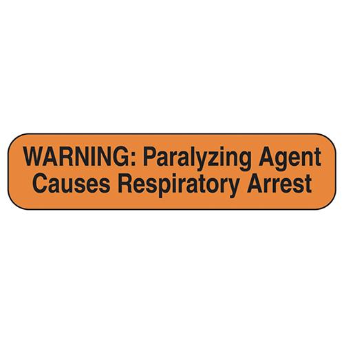 Warning Paralyzing Agent Labels  Orange W Black Text  1000 E