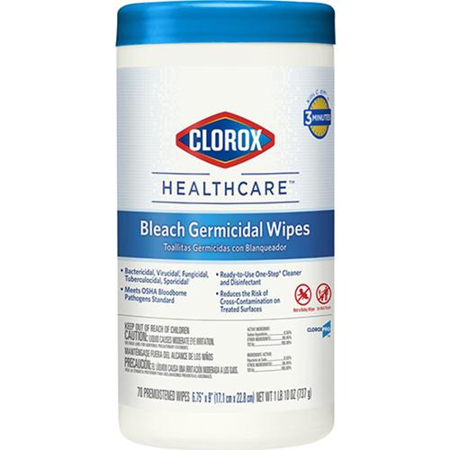 Clorox Healthcare Germicidal with Bleach Cleaning Wipes  70 