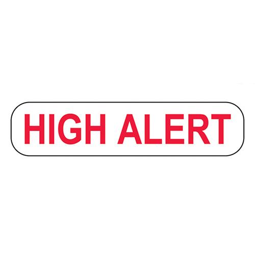 High Alert Label  White With Red Text  1-5 8 W x 3 8 H 1000 