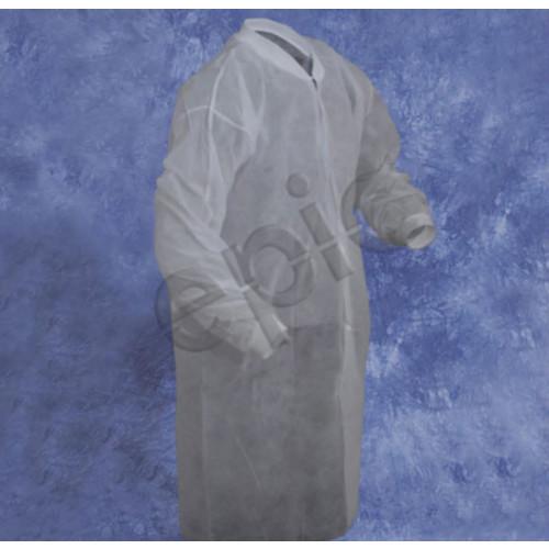 epic® Basic Protection Nonsterile Cleanroom Frock w/ No Pockets, Snap Front, Knit Wrists & Coller, White, 10/bg - 5 bgs/cs - Medium 843885NP M