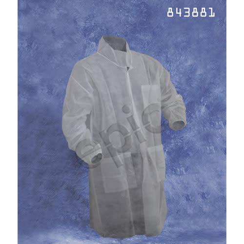 Lab Coat  Premium Polypro  Elastic Wrist  1 PKT  White