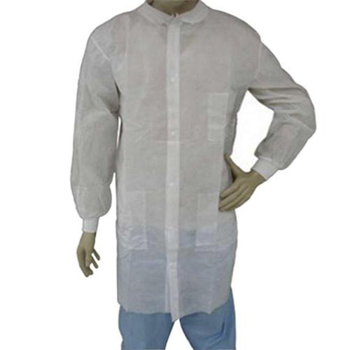 epic® Basic Protection Nonsterile Cleanroom Lab Coat w/ Pockets, Snap Front, Knit Collar & Wrists, White - 10/bg - 5 bgs/cs - Medium 845886 M