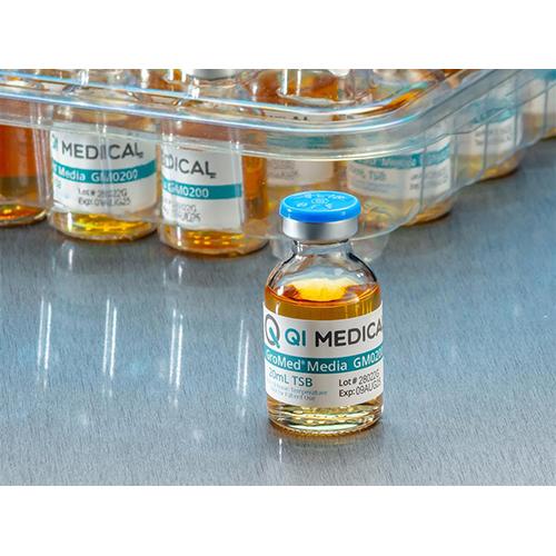 TSB media in 20mL glass culture tubes with needle septum cap