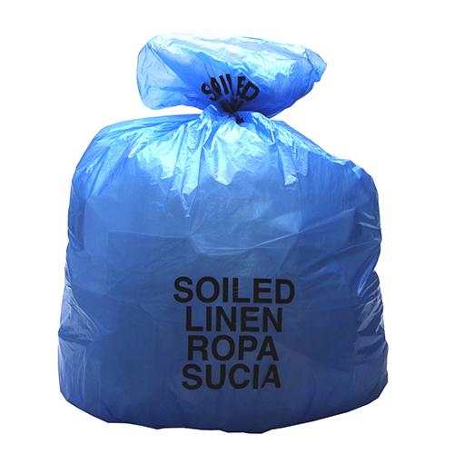 31  x 43  14 micron HDPE Blue Soiled Linen Liner  250 CS