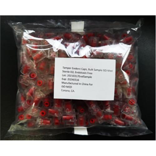 Sterile Tamper Evident Syringe Cap  Luer Lock  w red Insert 