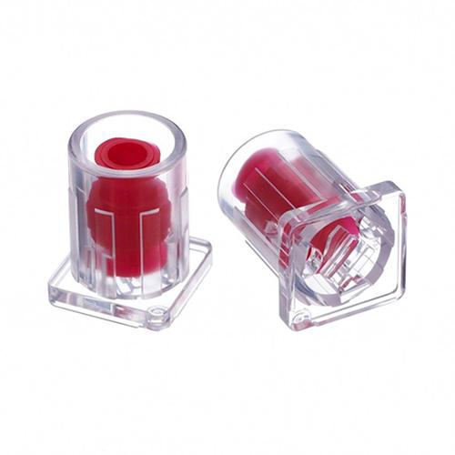 Sterile Tamper Evident Syringe Cap  Luer Lock  Clear w Red I