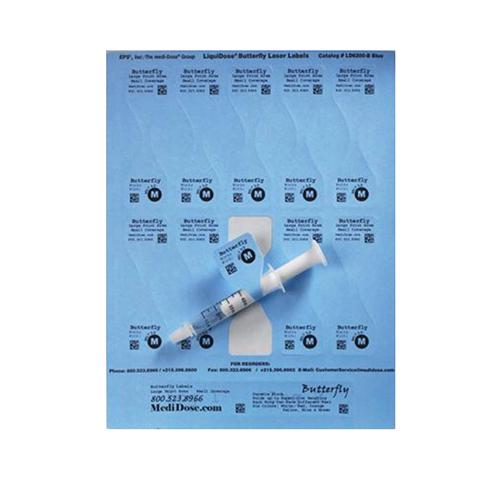 LiquiDose Butterfly Laser Ink Jet Labels 1-1 4  x 4-1 4  Blu