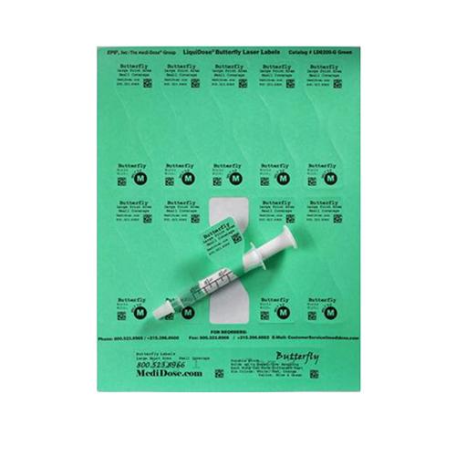 LiquiDose Butterfly Laser Ink Jet Labels 1-1 4  x 4-1 4  Gre