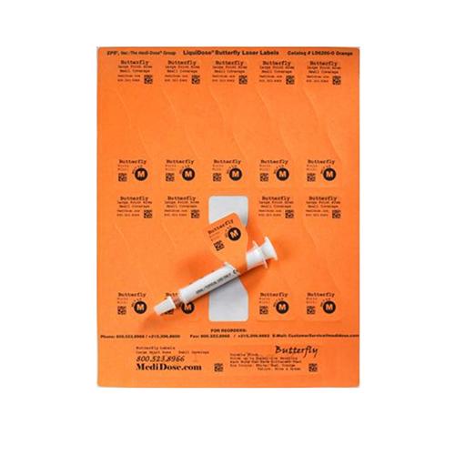 LiquiDose Butterfly Laser Ink Jet Labels 1-1 4  x 4-1 4  Ora