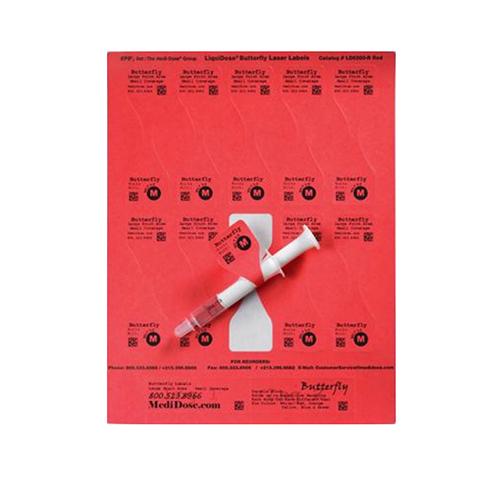 LiquiDose Butterfly Laser Ink Jet Labels 1-1 4  x 4-1 4  Red