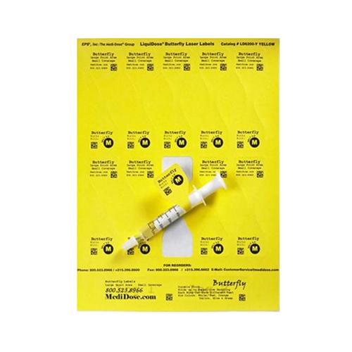 LiquiDose Butterfly Laser Ink Jet Labels 1-1 4  x 4-1 4  Yel