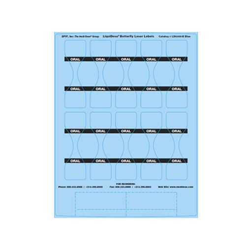 LiquiDose Butterfly Label Laser  Oral - Blue 1000 pk