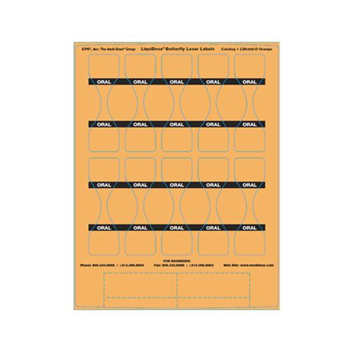 LiquiDose Butterfly Label Laser  Oral - Orange 1000 pk