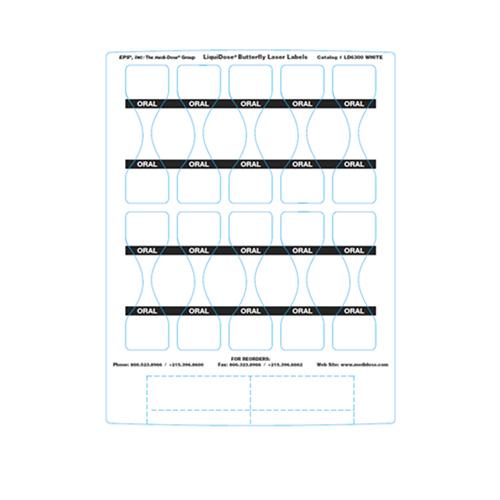 LiquiDose Butterfly Label Laser  Oral - White 1000 pk