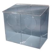 Acrylic Two Compartment Dispenser w/ Sloped Lid & Front Access Holes, Clear, 20