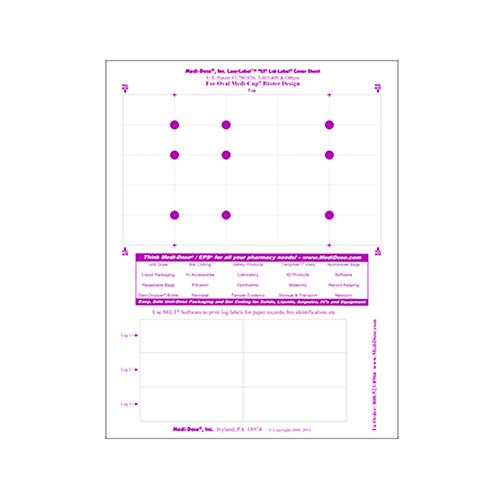 25 Dose Laser Lid-Label Covers For Oval Shape Medi-Cup Blist