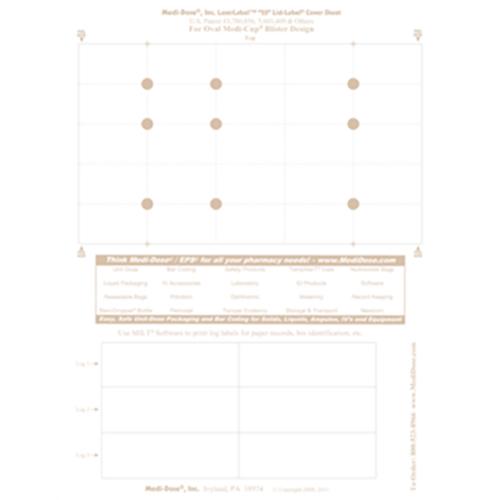 25 Dose Laser Lid-Label For Oval Shape Medi-Cup Blisters TAN
