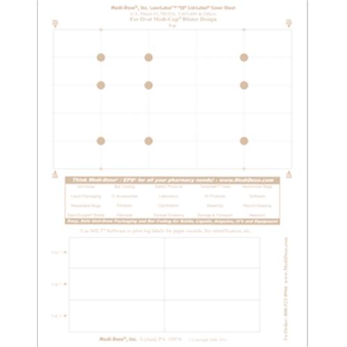 25 Dose Laser Lid-Label For Oval Shape Medi-Cup Blisters TAN MD211