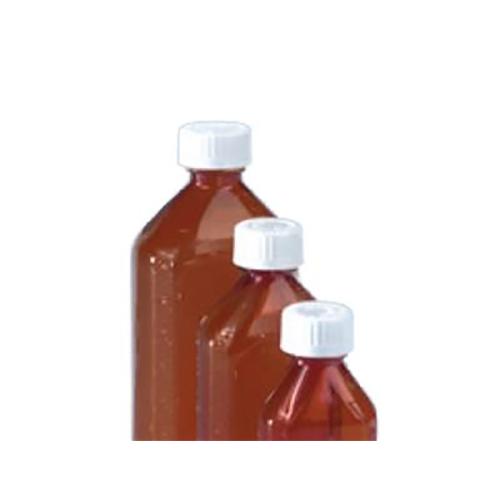 Amber Plastic Oval Bottles  Graduated with Child Resistant C