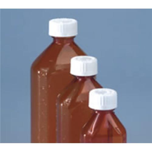 Amber Plastic Oval Bottles  Graduated with Child Resistant C