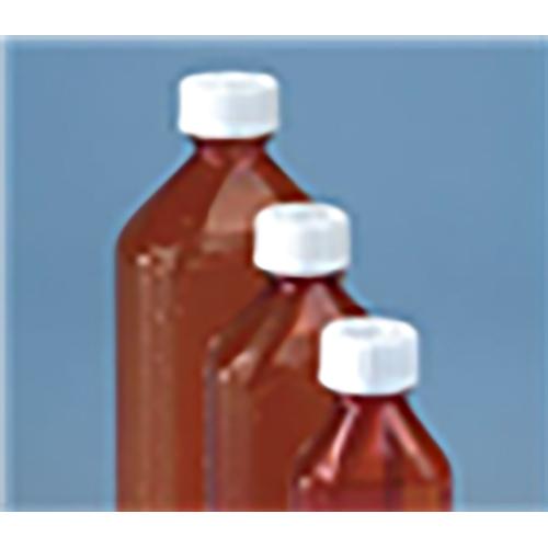 Amber Plastic Oval Bottles  Graduated with Child Resistant C