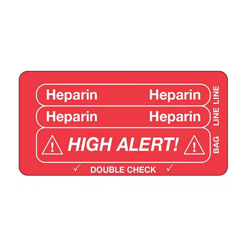 Line Tracing Label - Heparin  White Text on Red Background 1