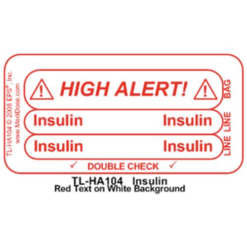 Line Tracing Label - Insulin Red Text on White Background 10