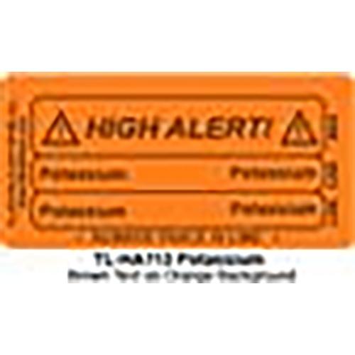 Line Tracing Label - Potassium  Brown Text on Orange Backgro