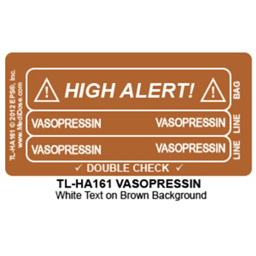 Line Tracing Label - Vasopressin  White Text on Brown Backgr
