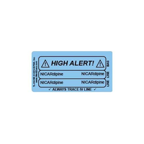 Line Tracing Label - NICARdipine  Black text on Light Blue B
