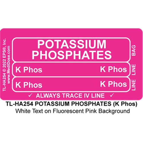 Line Tracing Label - POTASSIUM PHOSPHATES  K Phos   White Te