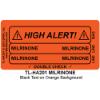 Line Tracing Label - MILRINONE - Black Text on Orange Backgr