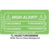 Line Tracing Label - Furosemide, White Text on Green Backrou