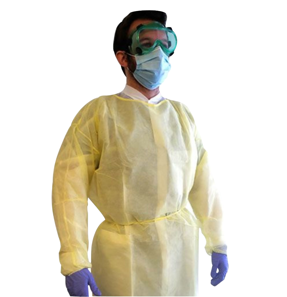 UNIGOWN® Protective Isolation Gown, Yellow, Fluid-Resistant Gown, EC, EW, Neck Ties, XL,  50/CS