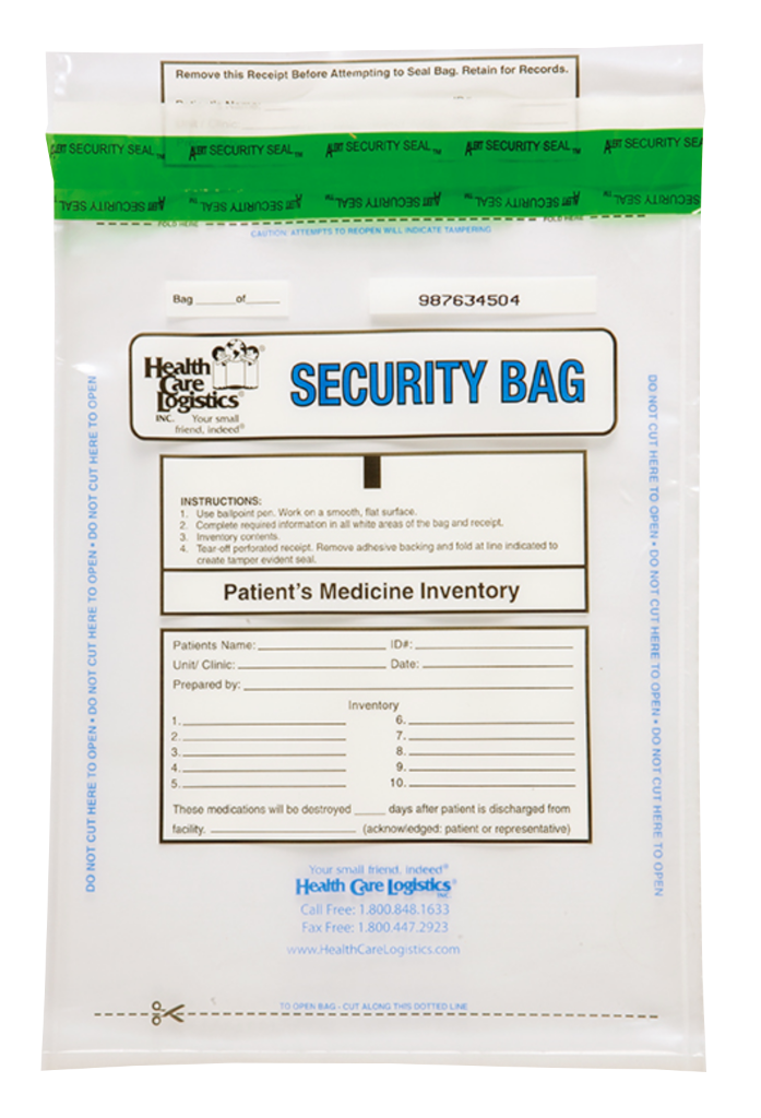 Patients Medicine Inventory Bag, 9 x 12, Clear, 25/EA