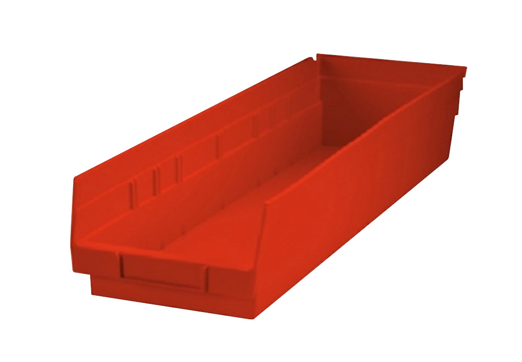 Shelf Bin, 8x4x24, Red 1/EA