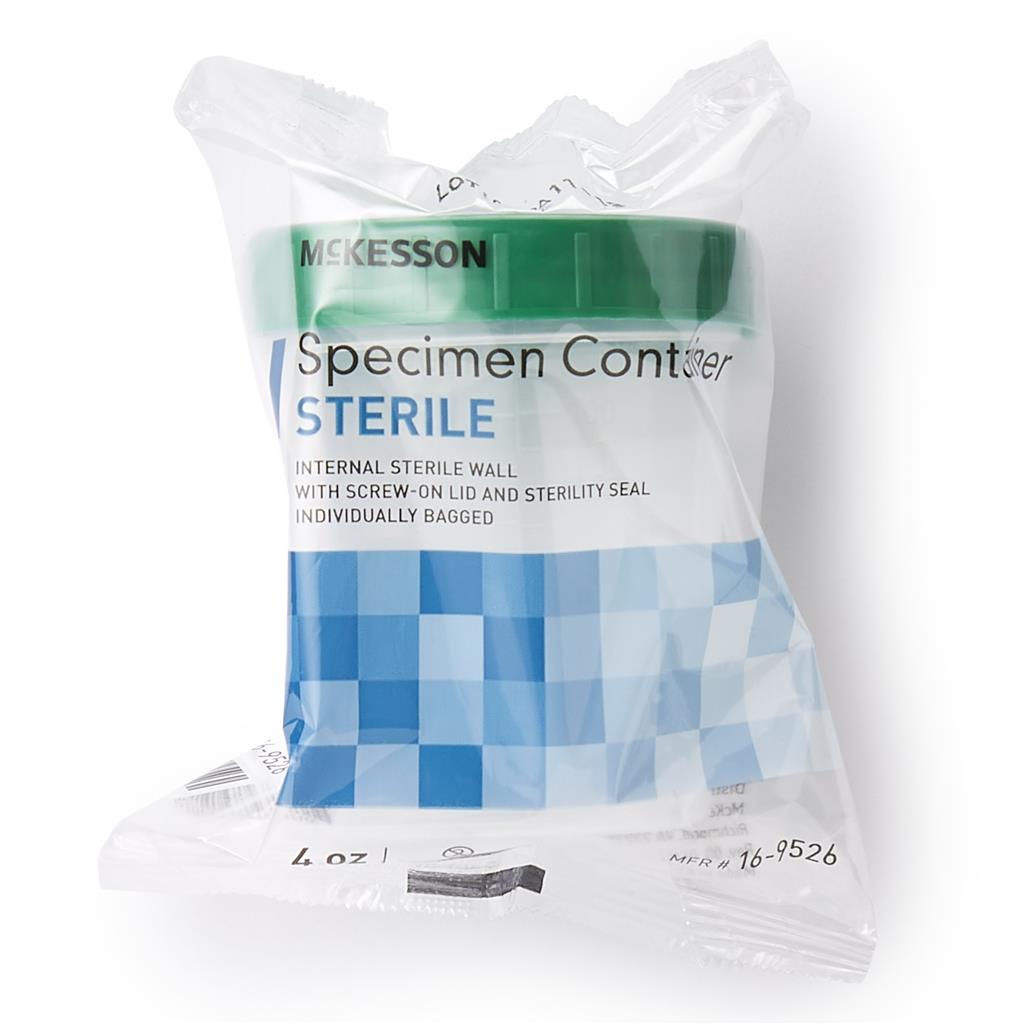 Specimen Container McKesson 120 mL (4 oz.) Screw Cap Sterile, 100/CS