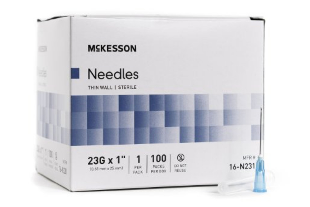 Hypodermic Needle McKesson Without Safety 23 Gauge 1 Inch, 100/EA 1000/CS