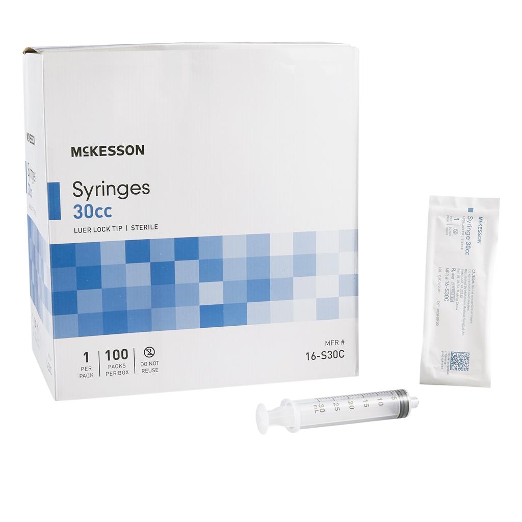 General Purpose Syringe, 30mL Blister Pack Luer Lock Tip without Safety, 100/EA, 600/CS