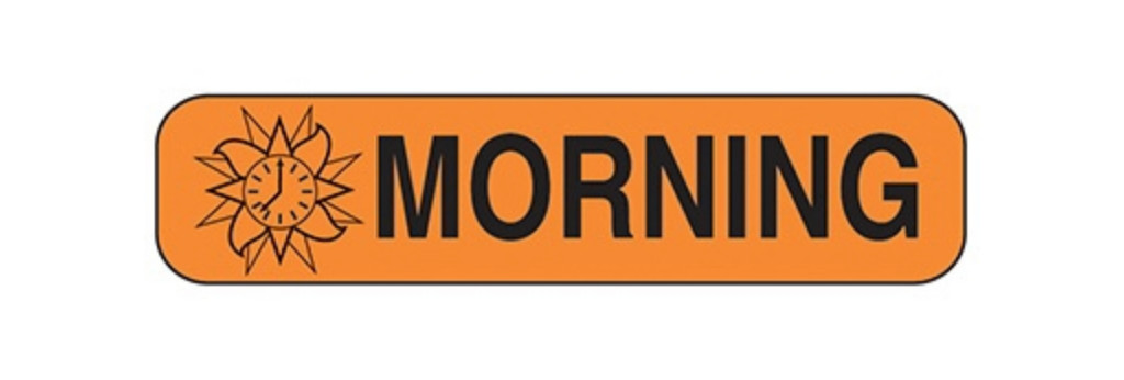 "Morning" Auxillary Labels, Orange With Black Text