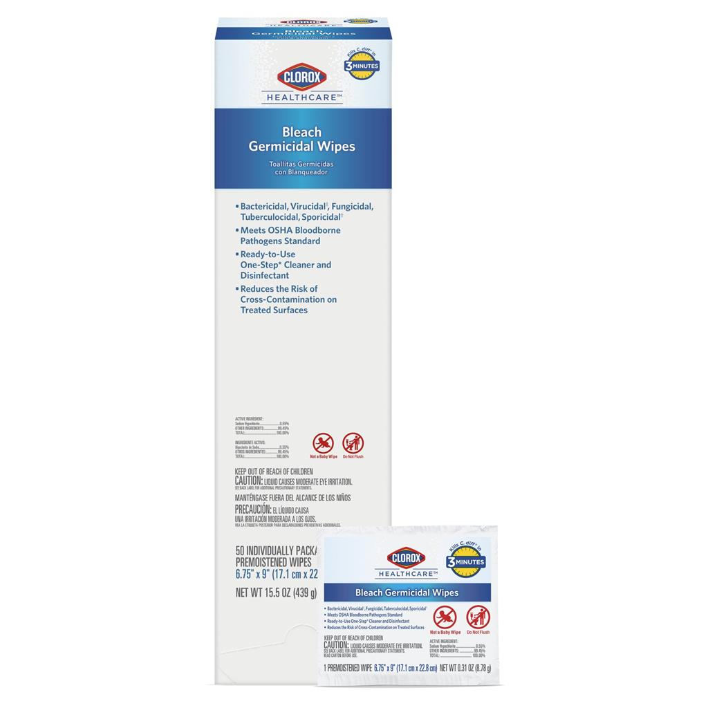 Clorox Healthcare® Bleach Germicidal Wipes, 50/EA, 300/CS