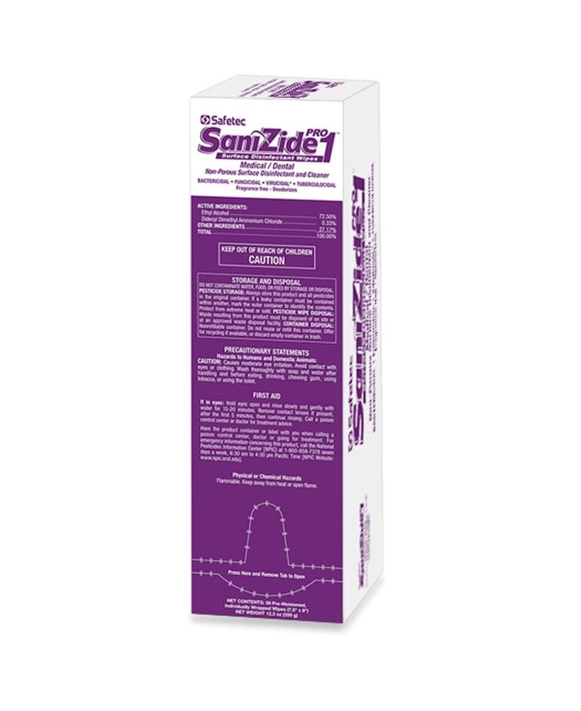 SaniZide Pro 1 Disinfectant Wipes, 50ct, 6/CS