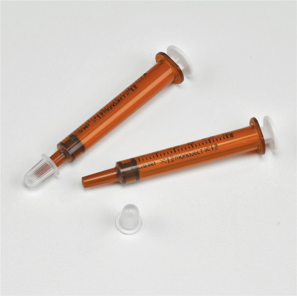Monoject™ Oral Syringe, 3ML, 0.1ML Graduation, Amber, 100/EA, 500/CS