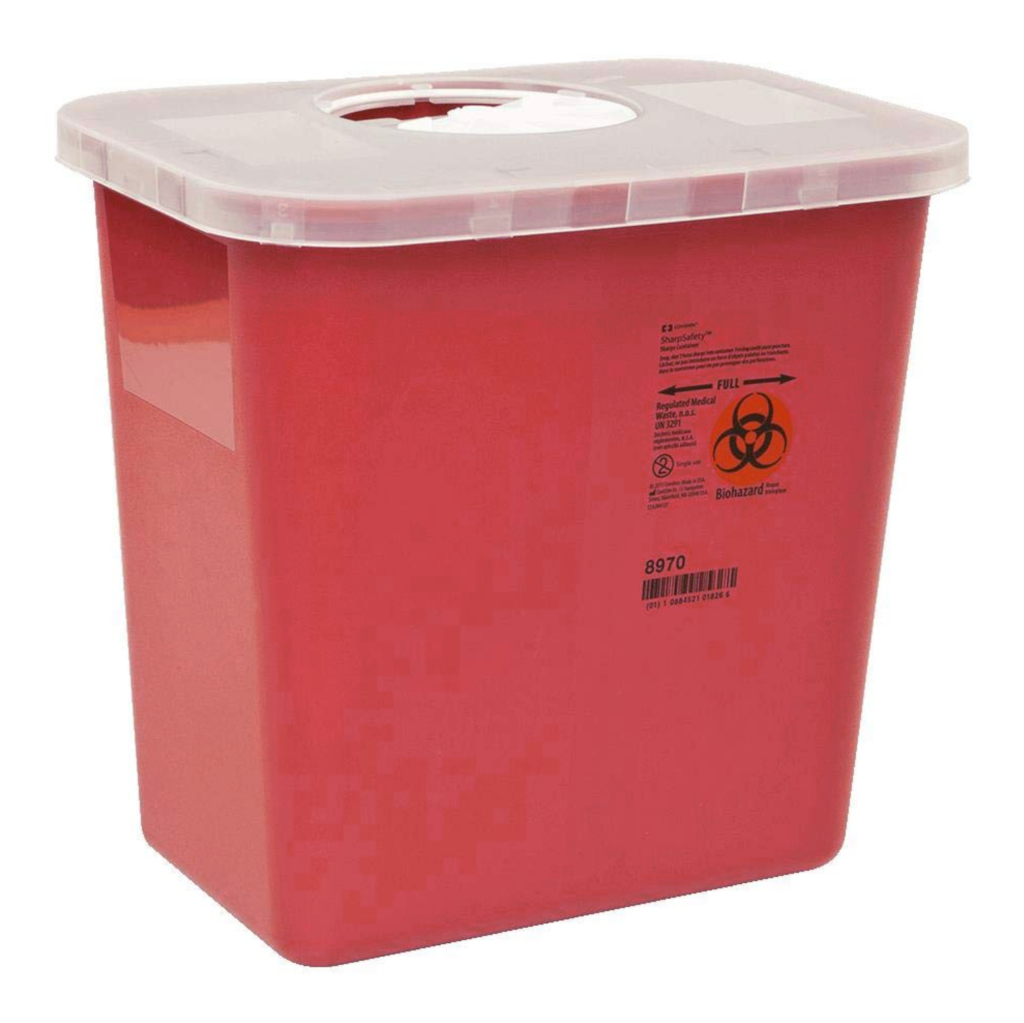 SharpSafety™ Sharps Container, Rotor Lid, Red, 2 Gallon, 1/EA, 20/CS